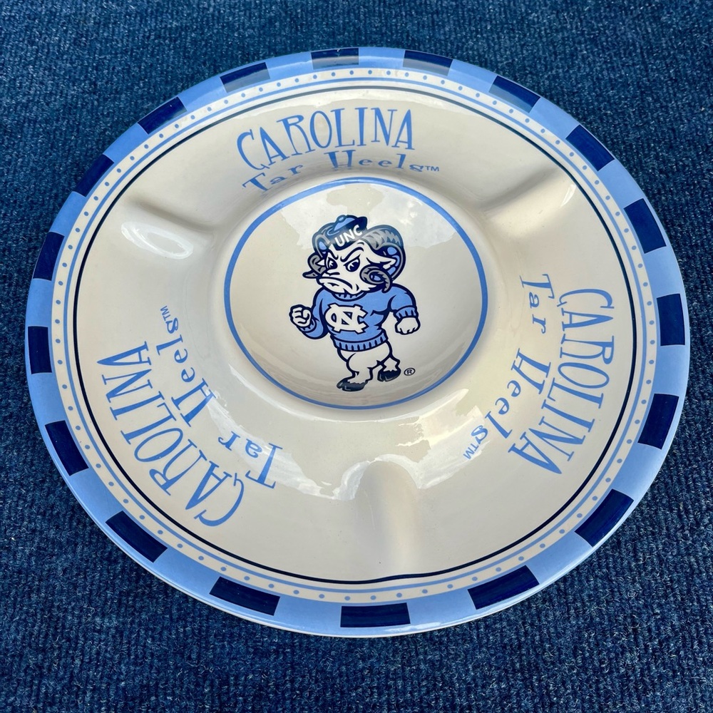 University Of North Carolina Tar Heels Serving Tray Chip& Dip Excellent Cond.